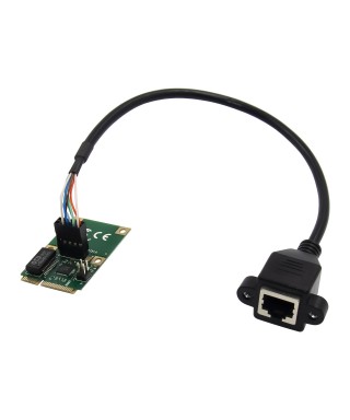 Mini PCI Express 1-port RJ45 Gigabit Ethernet Network Adapter with Panel-Mount Female RJ45 Connector
