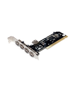 PCI 5-port USB 2.0 Host Card, 4 External USB-A & 1 Internal USB-A Port