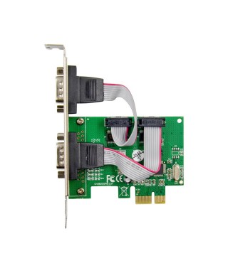 PCIe x1 2-port DB9 RS232 Serial Adapter Card with WCH CH382L Chipset
