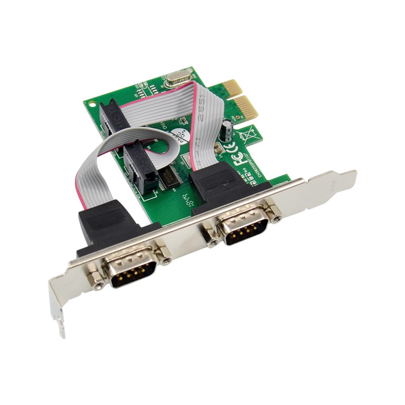 PCIe x1 2-port DB9 RS232 Serial Adapter Card with WCH CH382L Chipset