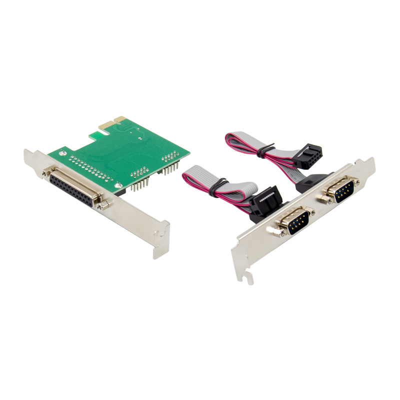 PCIe x1 2-port RS232 Serial & 1-port Parallel 2S1P Combo Card with ASIX AX99100 Chipset