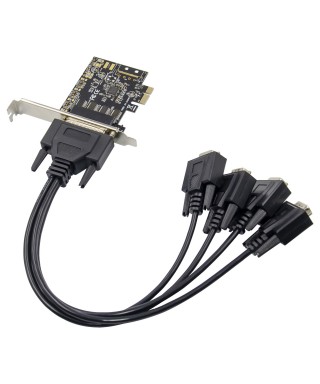PCIe x1 AX99100 4-port RS232 Serial Adapter Card with DB44 to DB9 Break-out Cable