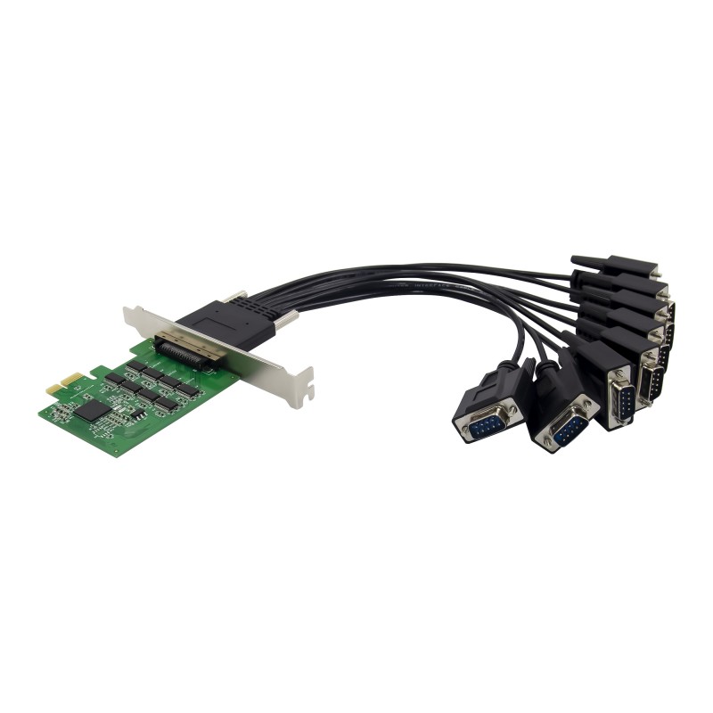PCIe x1 XR17V358 8-port RS232 Serial Adapter Card with DB62 to DB9 Breakout Cable