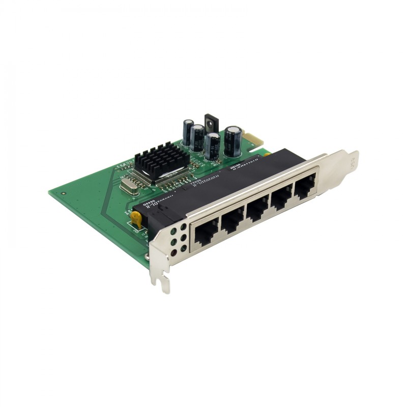 PCIe x1 5-port RJ45 10/100Mbps Fast Ethernet Network Switch Card