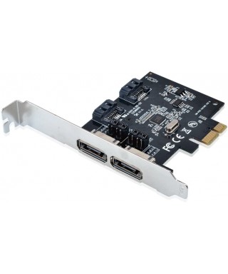 PCIe 1.0 x1 2-ch SATA II 3 Gbps Controller Card, 2 Int SATA & 2 Ext eSATA Port