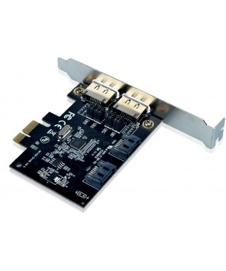 PCIe 1.0 x1 2-ch SATA II 3 Gbps Controller Card, 2 Int SATA & 2 Ext eSATA Port