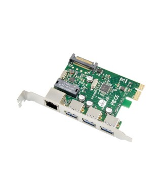 PCIe x1 3-Port USB 3.0 Type-A USB Host Card with Gigabit Ethernet LAN Card