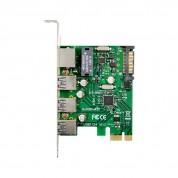 PCIe x1 3-Port USB 3.0 Type-A USB Host Card with Gigabit Ethernet LAN Card