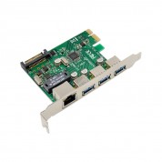 PCIe x1 3-Port USB 3.0 Type-A USB Host Card with Gigabit Ethernet LAN Card