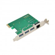 PCIe x1 3-Port USB 3.0 Type-A USB Host Card with Gigabit Ethernet LAN Card