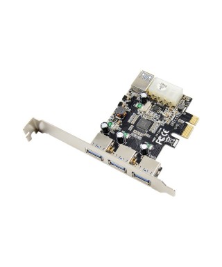 PCIe x1 4-port USB 3.0 Host Card, 3 External USB-A & 1 Internal USB-A Port