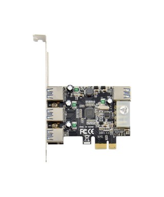 PCIe x1 4-port USB 3.0 Host Card, 3 External USB-A & 1 Internal USB-A Port