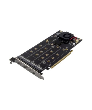 PCIe 3.0 x16 4-port M.2 M-key NVMe SSD Expansion Card
