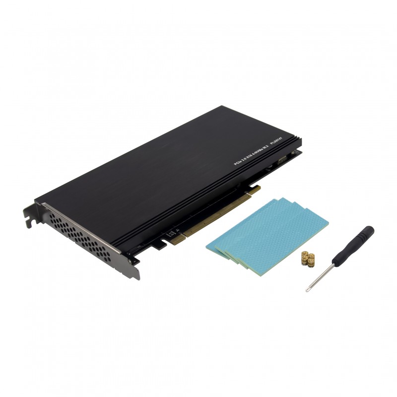 PCIe 3.0 x16 4-port M.2 M-key NVMe SSD Expansion Card