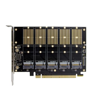 PCIe 3.0 x16 5-port M.2 B-Key NGFF SSD Expansion Card