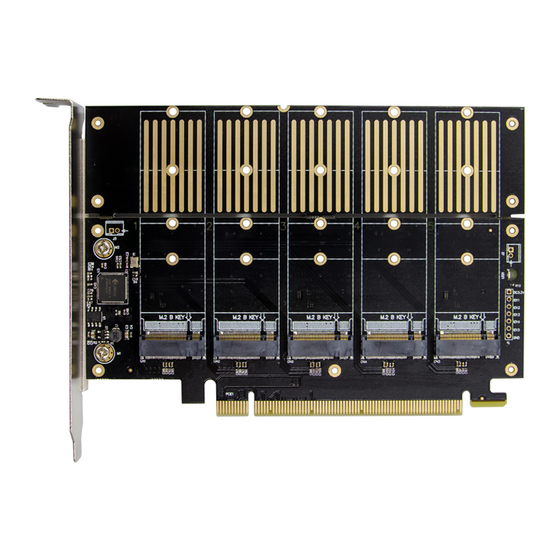 PCIe 3.0 x16 5-port M.2 B-Key NGFF SSD Expansion Card