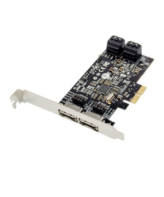 PCIe 2.0 x2 4-ch SATA III 6 Gbps Controller Card with 4 SATA & 2 eSATA Port
