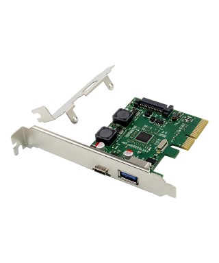 PCIe x4 2-port USB 3.1 Host Card, 1 USB-A & 1 USB-C Port, 3.5A/port