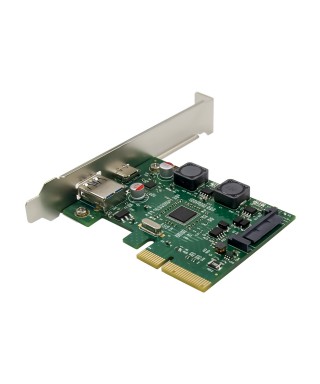 PCIe x4 2-port USB 3.1 Host Card, 1 USB-A & 1 USB-C Port, 3.5A/port