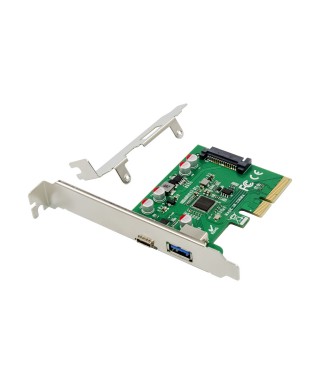 PCIe x4 2-port USB 3.1 Host Card, 1 USB-A & 1 USB-C Port