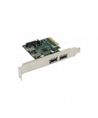 PCIe x4 2-port USB 3.1 Type-A USB Host Card with 3A/port